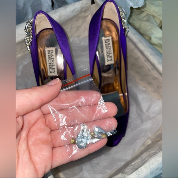 Badgley Mischka 'Royal Embellished' Peep
Toe Pump in Purple - Picture 8 of 16